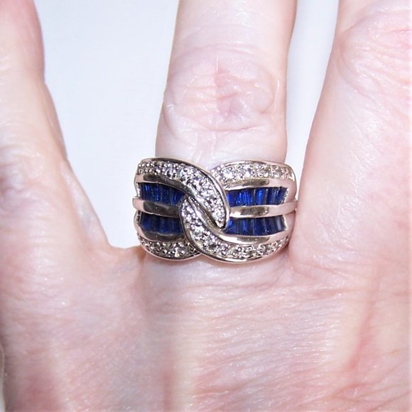 DBJ Dee Berkley Sterling Silver 1.25CT TW Blue Cubic Zirconia Ring - Sz 6.75 - Picture 2 of 8